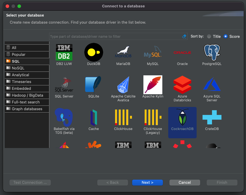 Connect to a database, click next