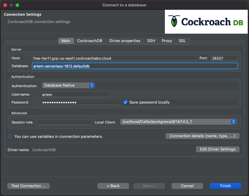 Adding the tenant routing number in the database text field