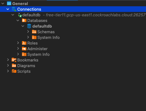 Project navigator in DBeaver