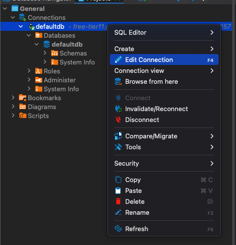 Edit connection