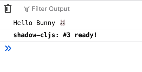 Open the browser console to see our bunny showing up in the browser's console.