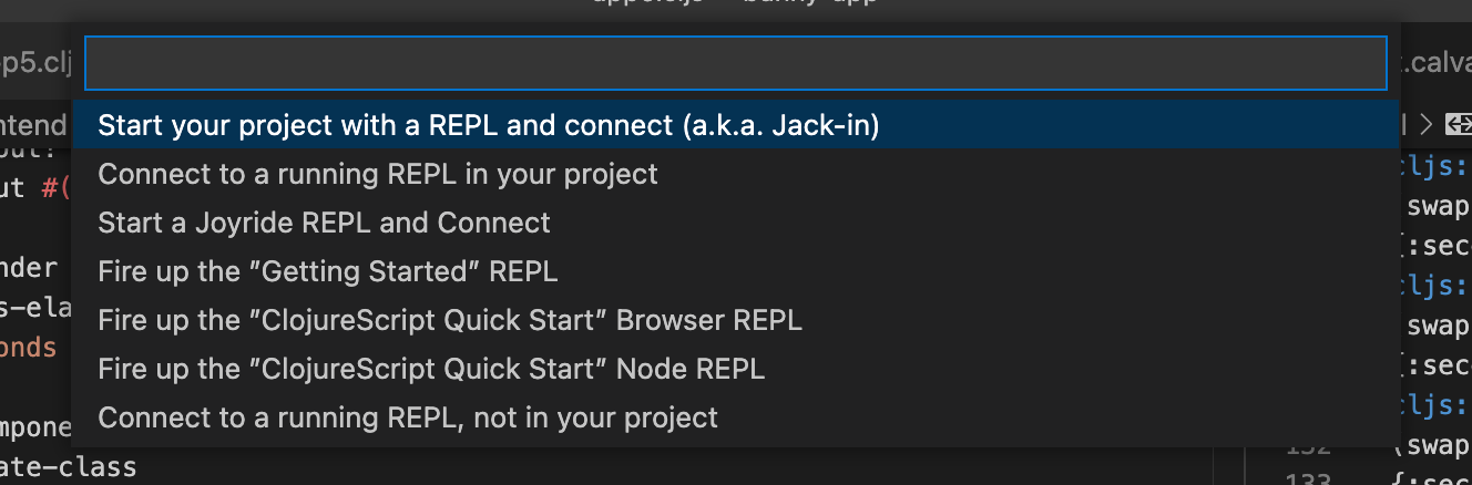access the command “Start a project REPL”