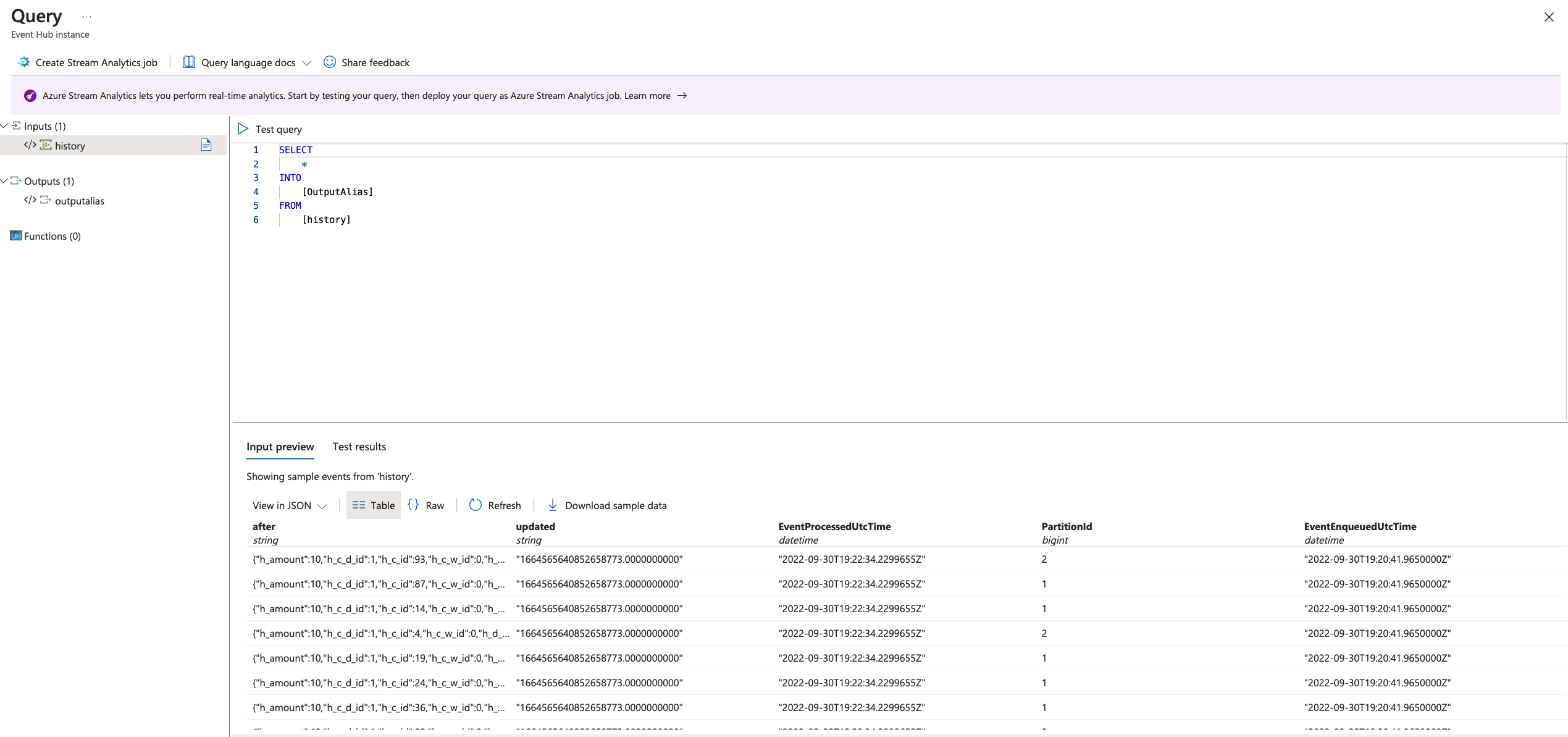 SQL Editor window will open and load messages