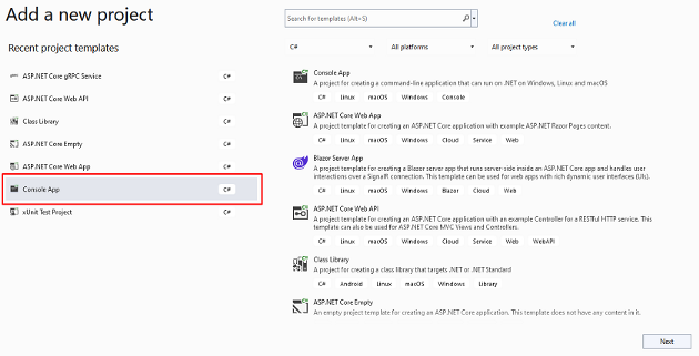 New Console Application
