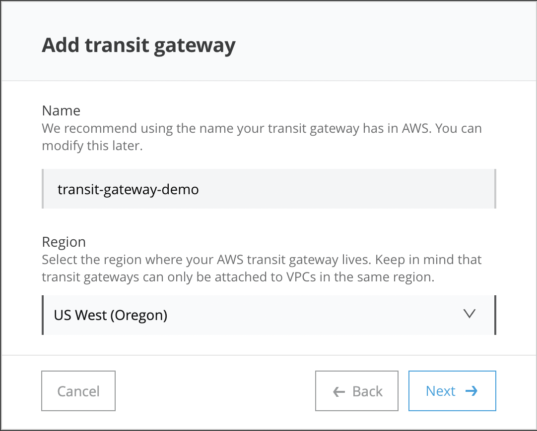 Create the Transit gateway in AWS.