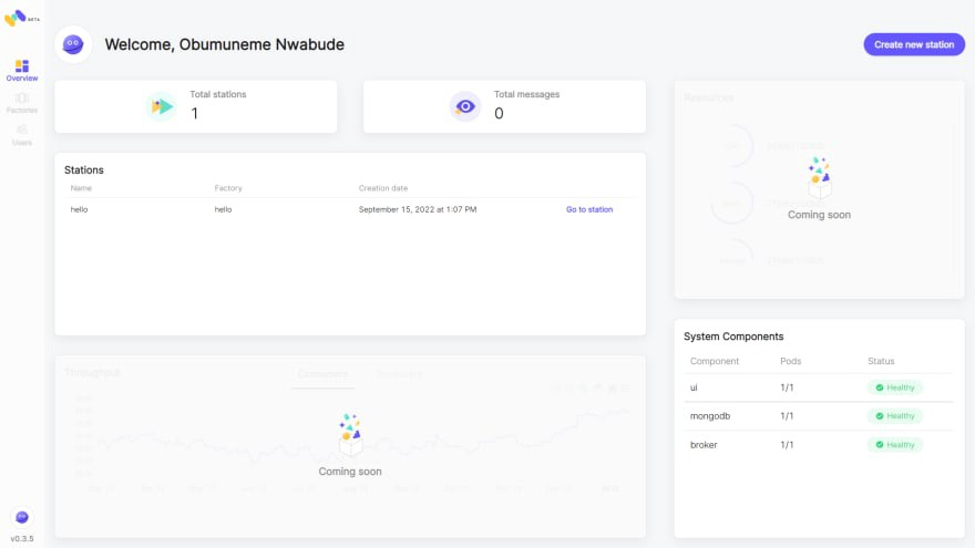Memphis.dev dashboard