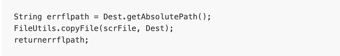 This statement creates a folder called "BStackImages" in the "src" folder and names the files based on the current system time.
