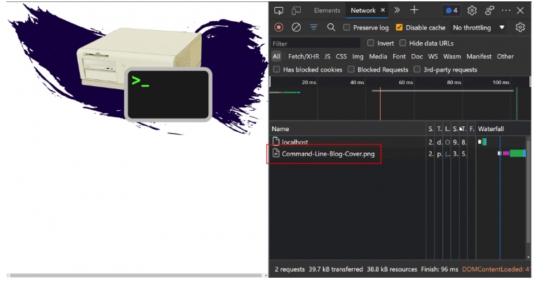 Screen showing full-size image is downloaded