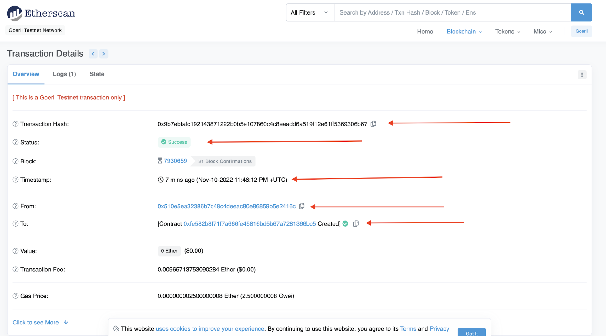 Etherscan Transaction Details