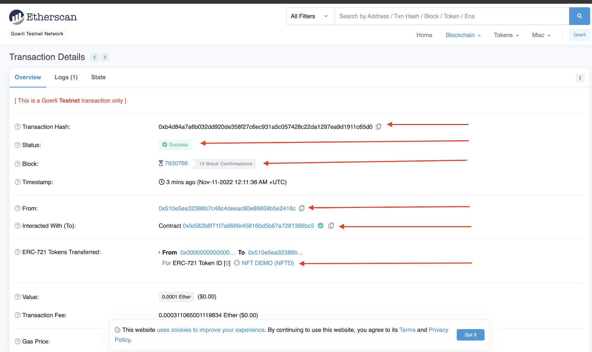 Etherscan Transaction Details Updated