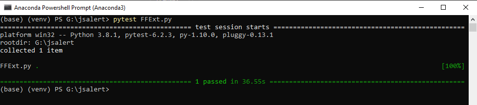 Here is the execution snapshot, which indicates that one test was successful.
