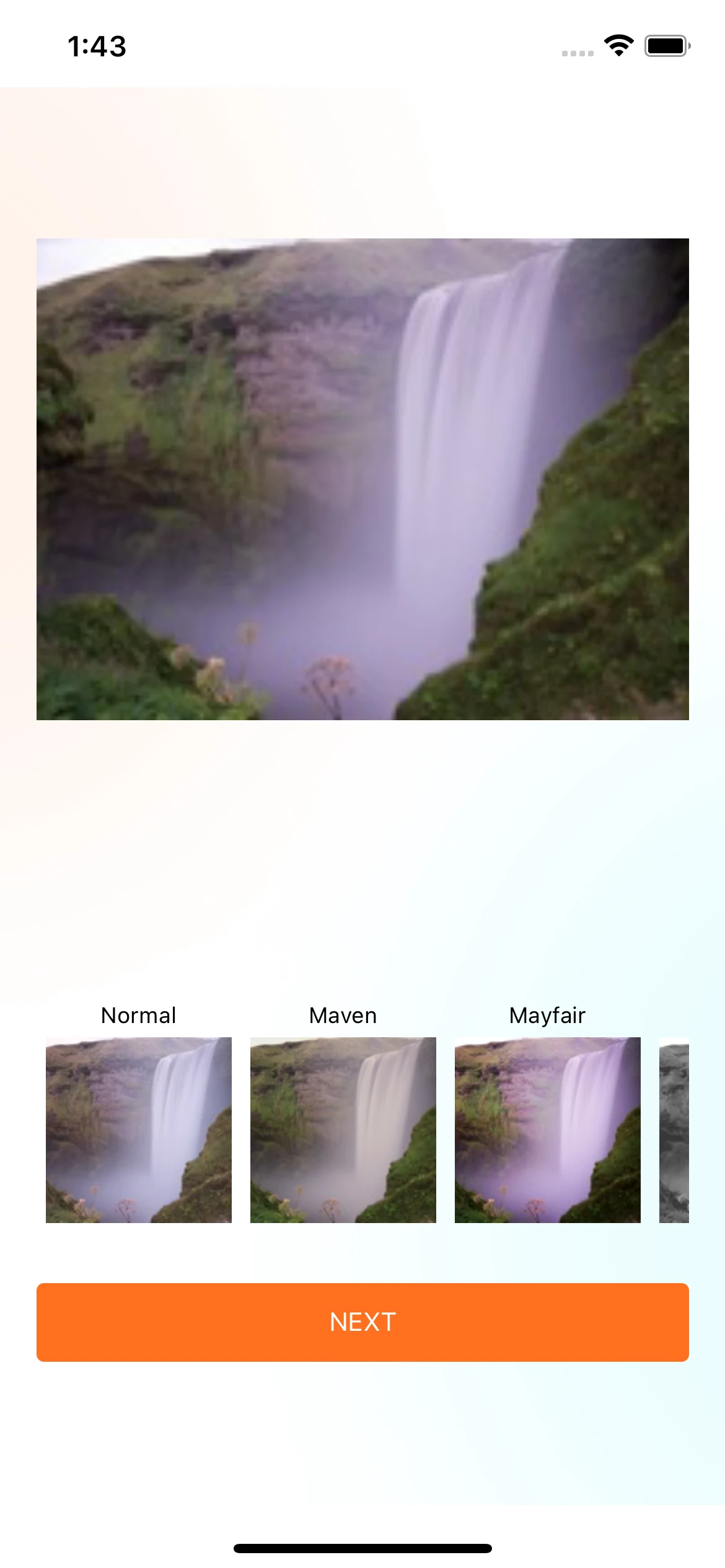 the application has all the filters visible.