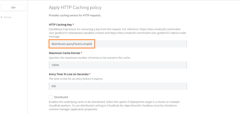 , add your cache key and other parameters