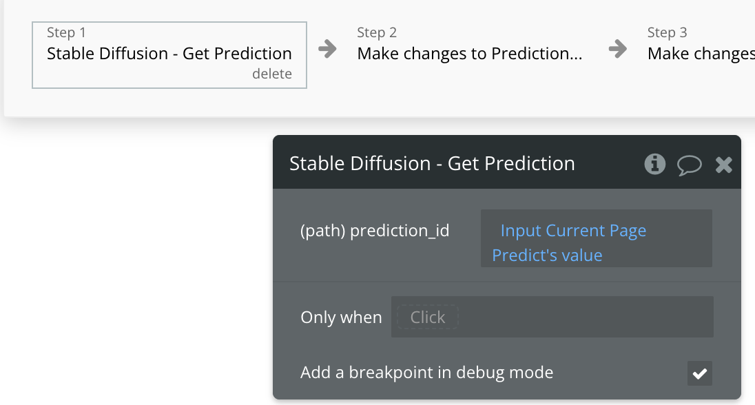 click on “Stable Diffusion - Get Prediction”.