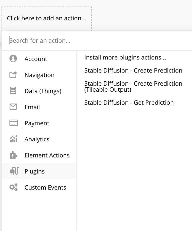 Click on “Click here to add an action”. 
