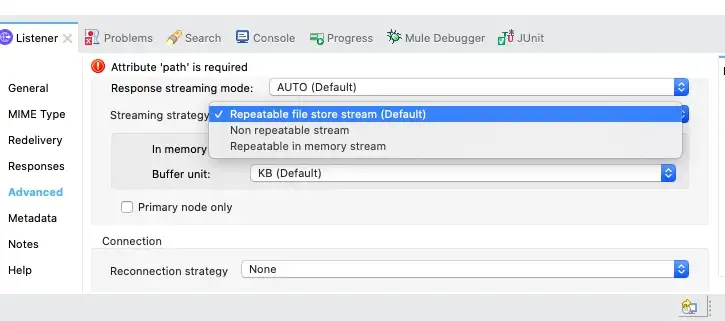 Repeatable file store stream