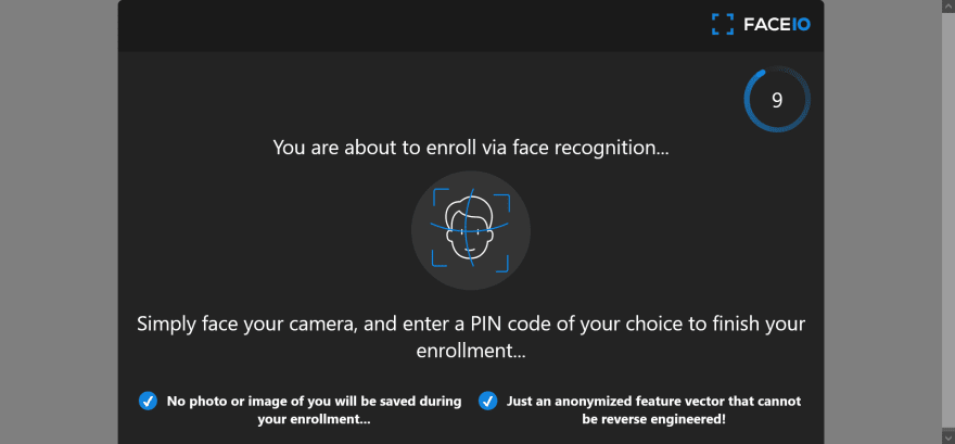 Enroll Button for Face Recognition