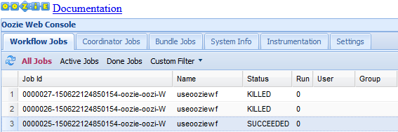 Oozie web console