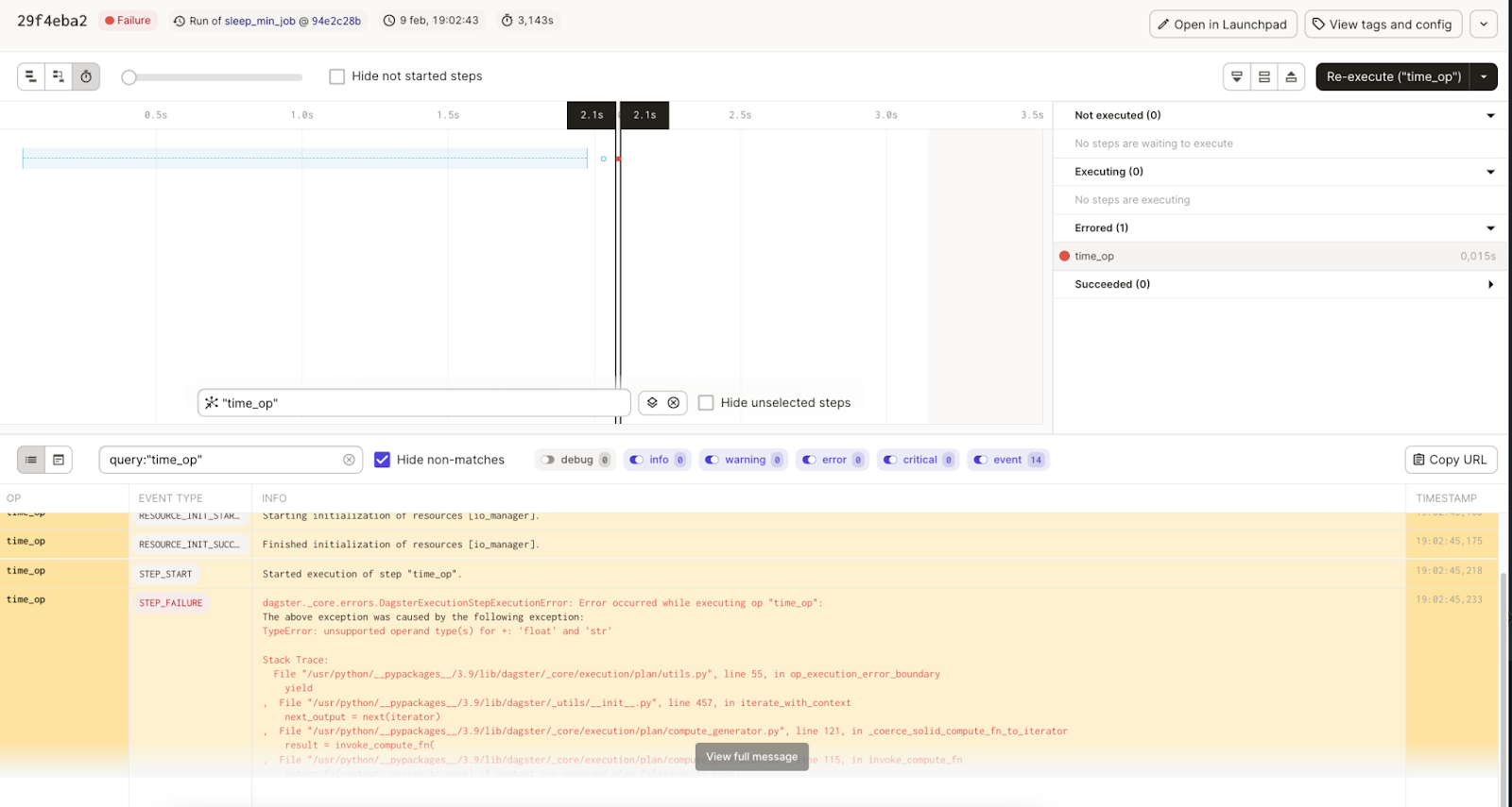 Logs with error and info traces