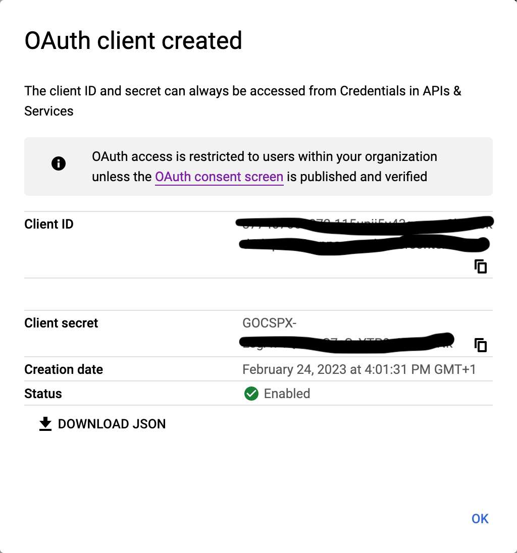 OAuth Client Created