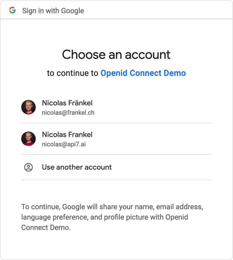 Sign in with Google > Choose an account