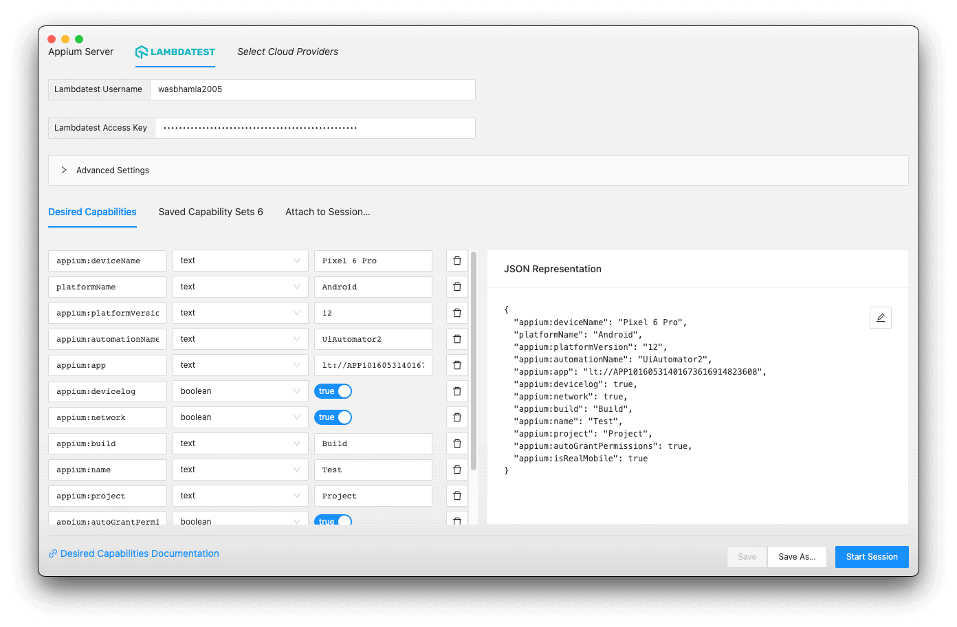 LambdaTest Capabilities Generator