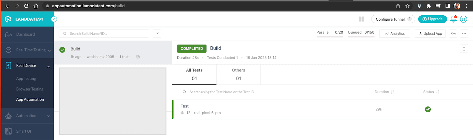 Real Devices > App Automation