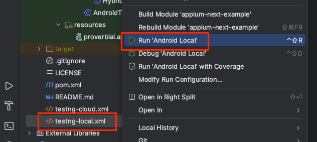 Running tests on IDE