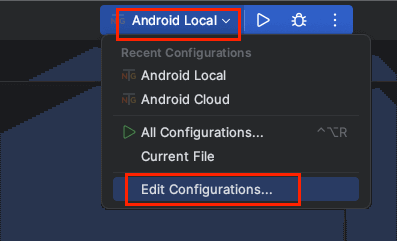 You can edit the run configuration created when you first ran the test by clicking the “Edit Configurations…” option