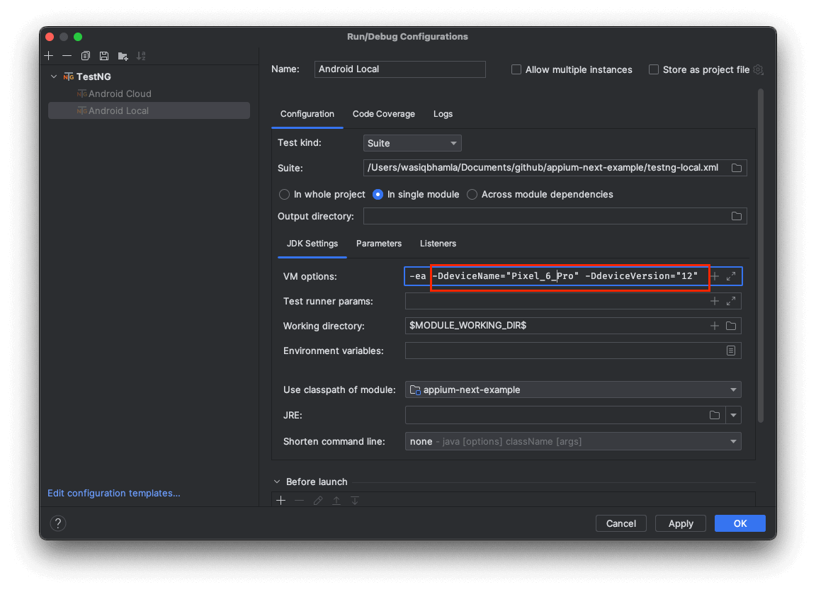 You can specify the system properties in the field