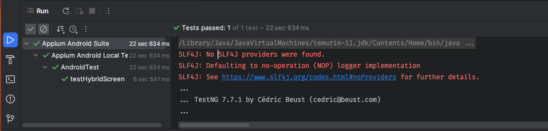 you will be able to see the run results in the corresponding panel in the IDE