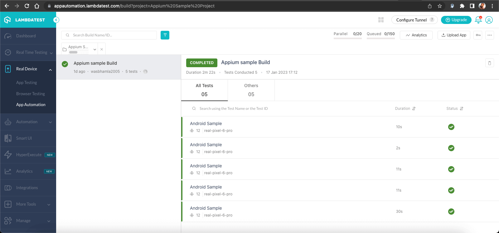 Real Devices > App Automation