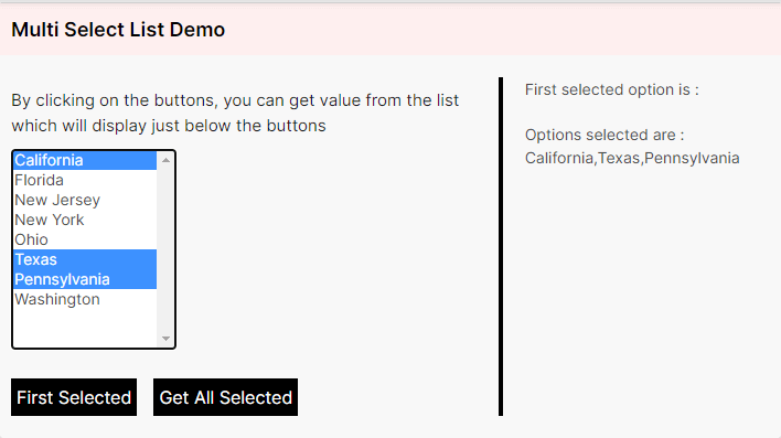 Multi Select List Demo