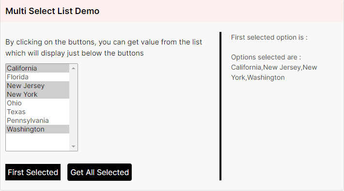 Multi Select List Demo