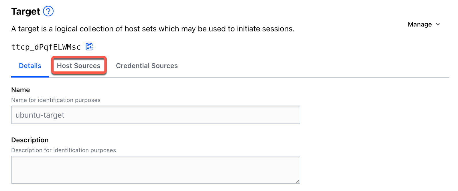 From the ubuntu-target page, click the tab Hosts Sources.