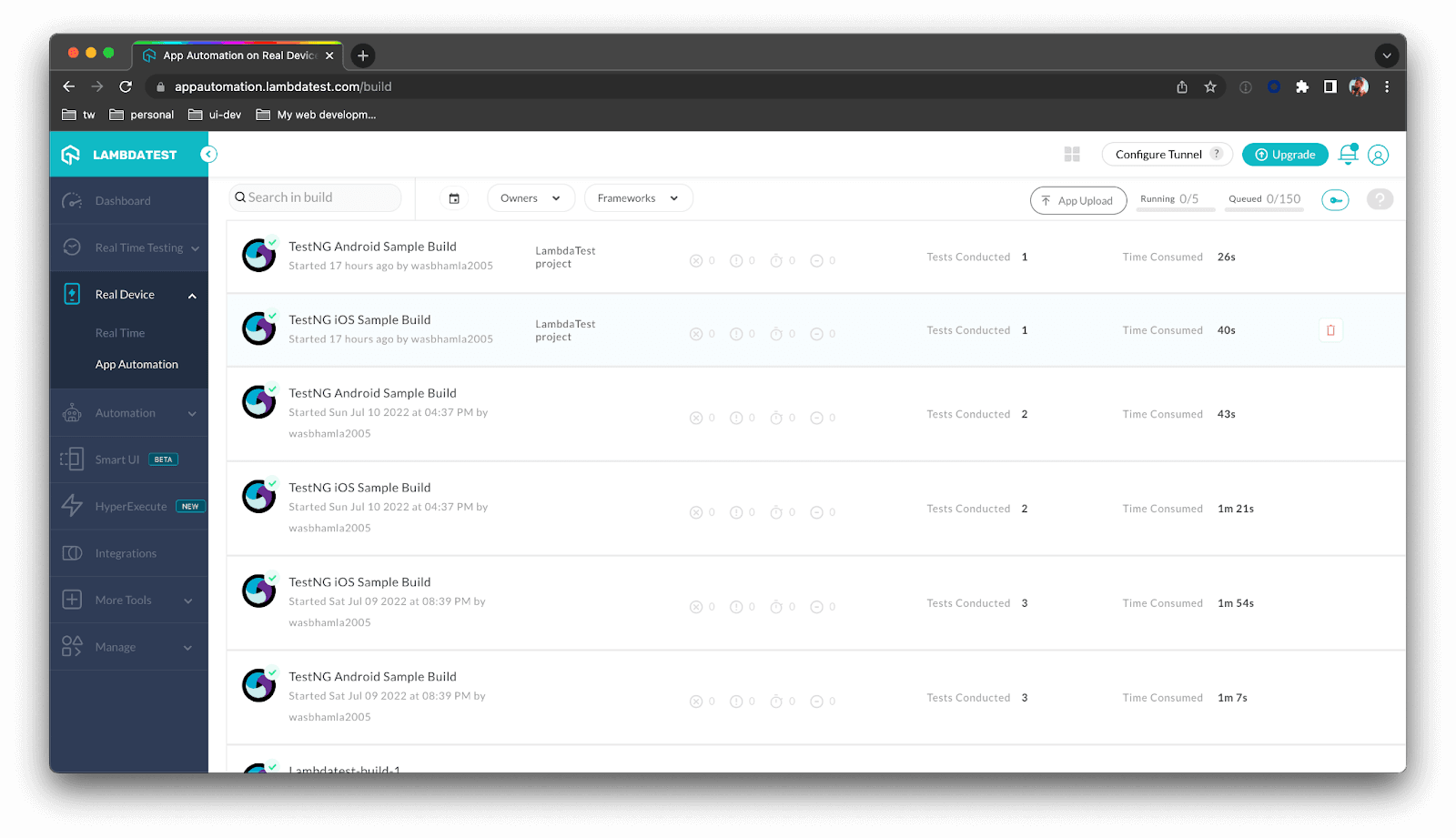 Real Device -> App Automation