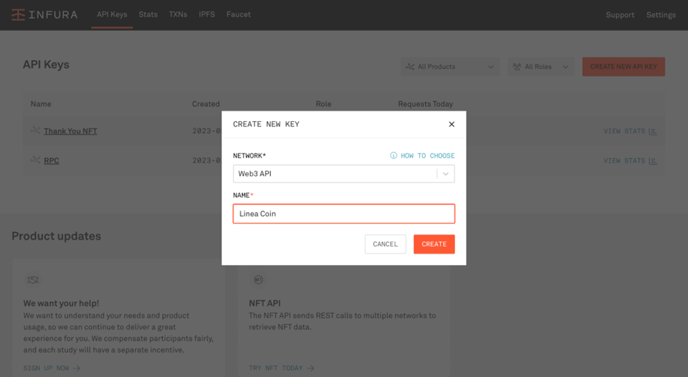 Create New Key