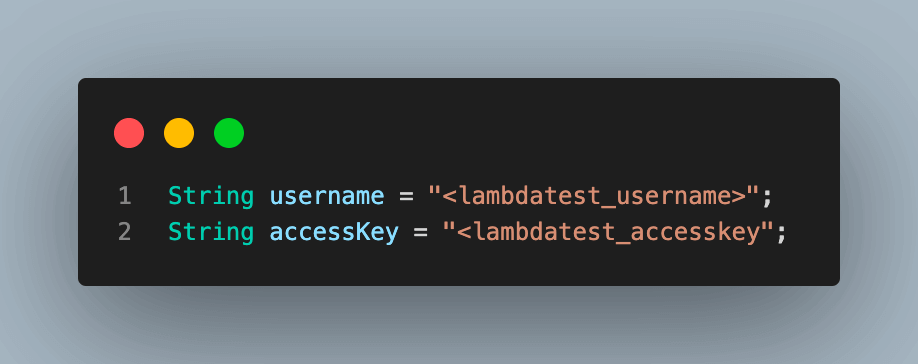 username and access key
