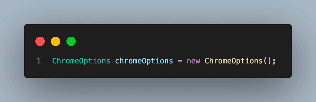 This chromeOptions object will be used in each test case to set the PageLoadStrategy and then passed to WebDriver.