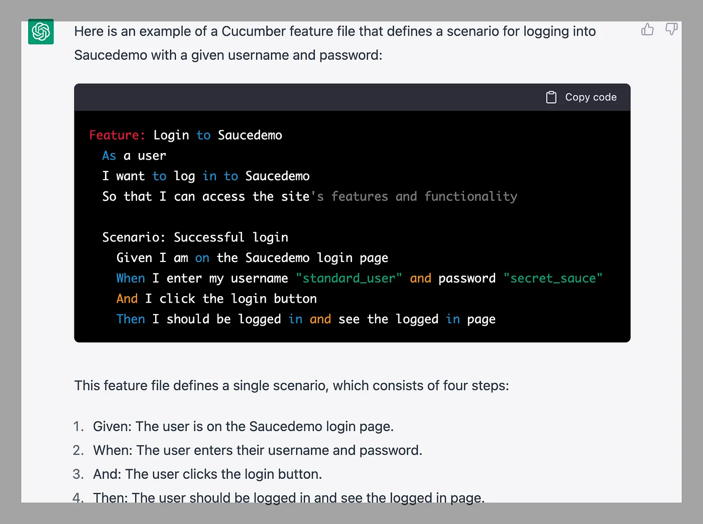 Example code