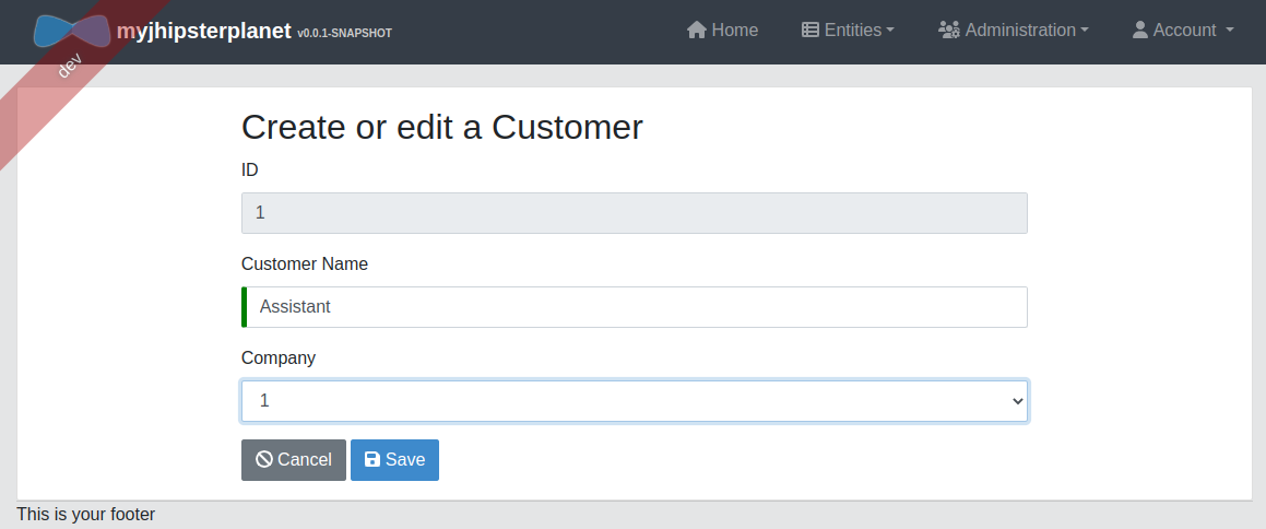 Customer entity