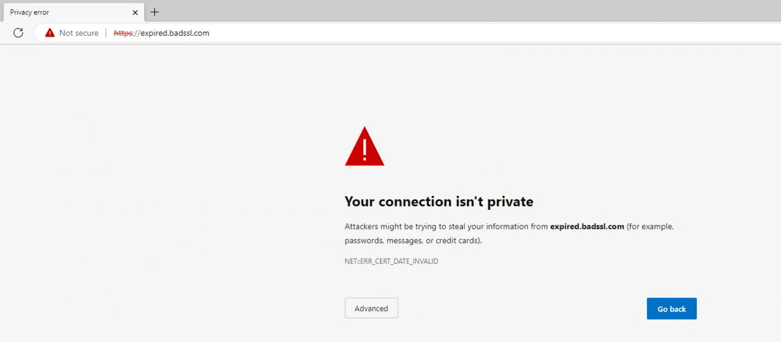 Edge – Your connection isn’t private.