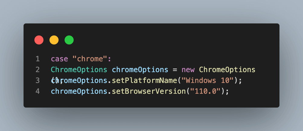This case is specific to the Chrome browser. Similar cases will be created for each browser in the next steps.