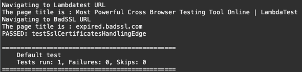 Test_Accept_InsecureSslCerts and observe that all cases pass and both websites are loaded successfully.