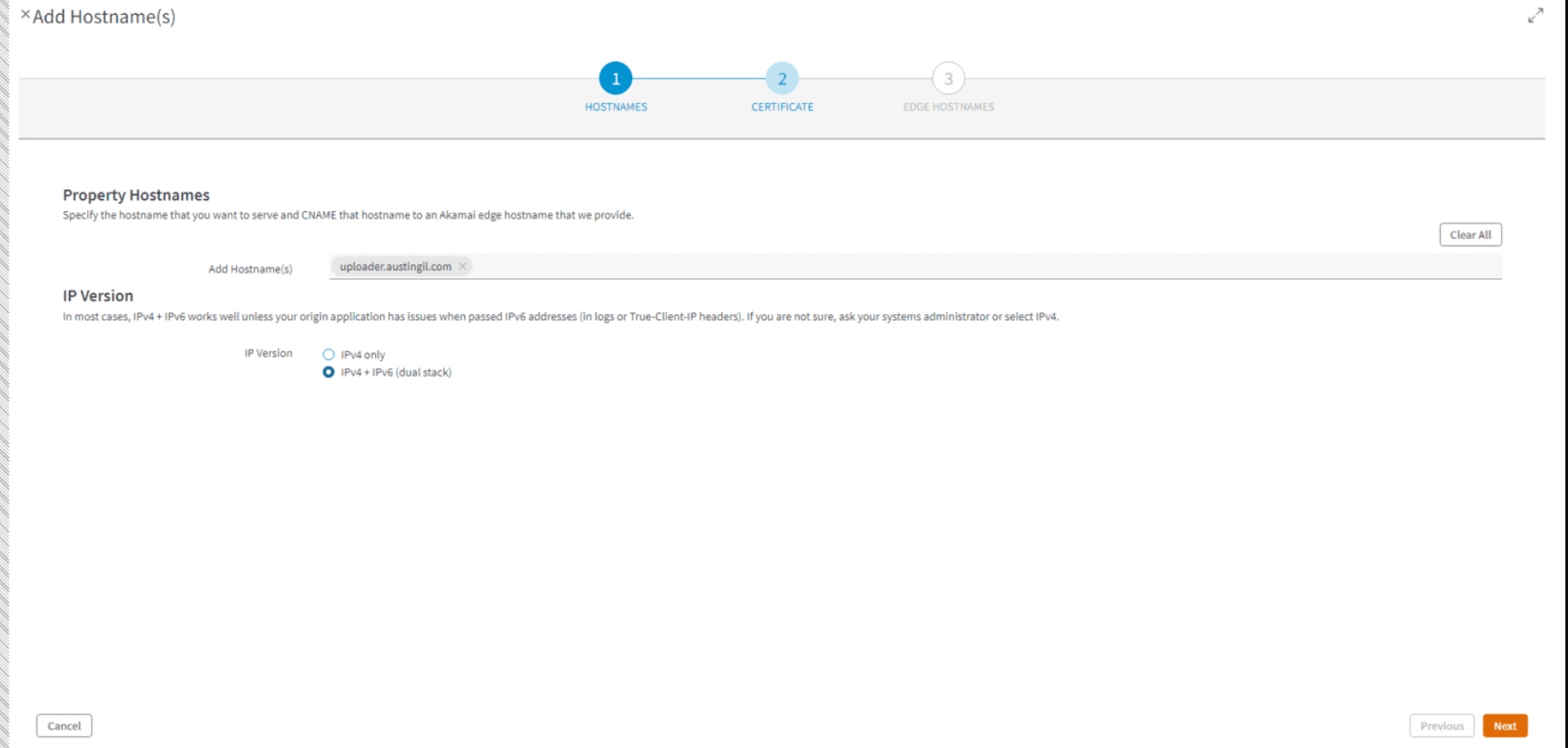 Add a hostname for the application