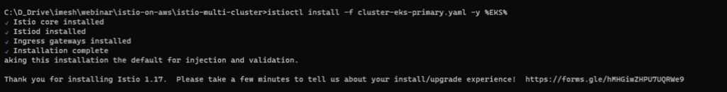 status of Istio installation in EKS cluster