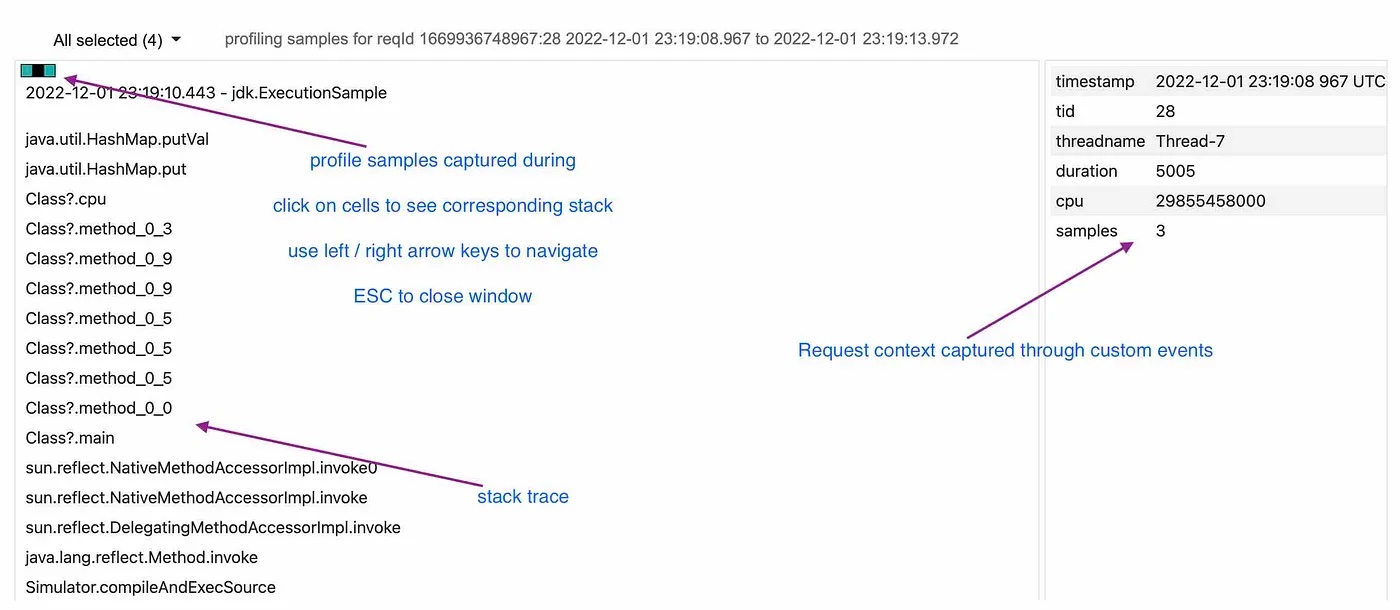 Profile view for a single request transaction
