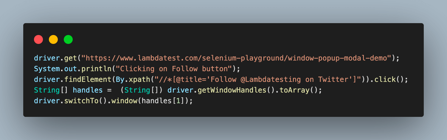 NoSuchWindowException is thrown from the WebDriver.