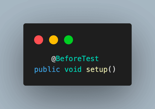Create a base method and name it as setup() and annotate with @BeforeTest annotation in TestNG.