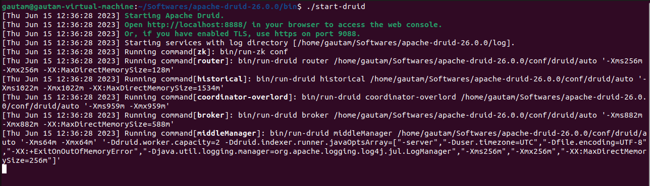 The following should appear on the terminal